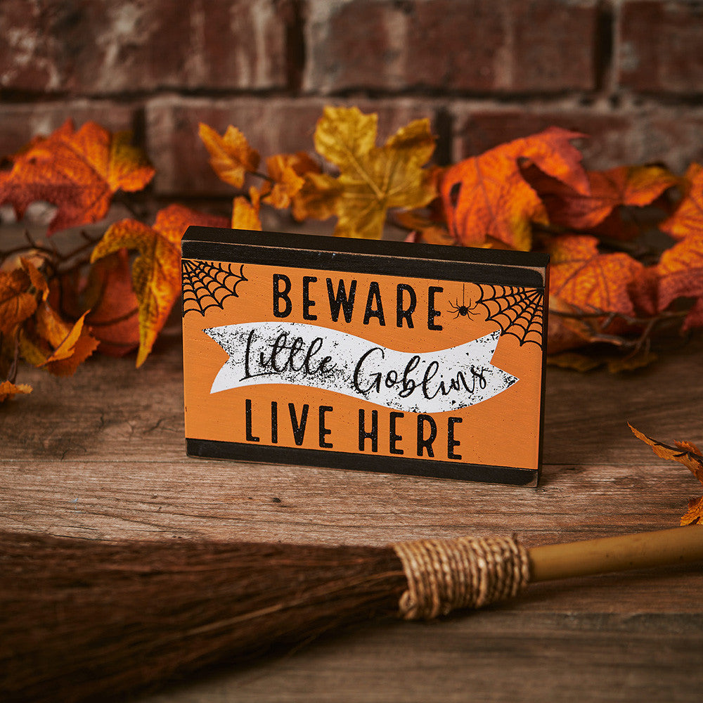 Little Goblins Live Here Glitter Block