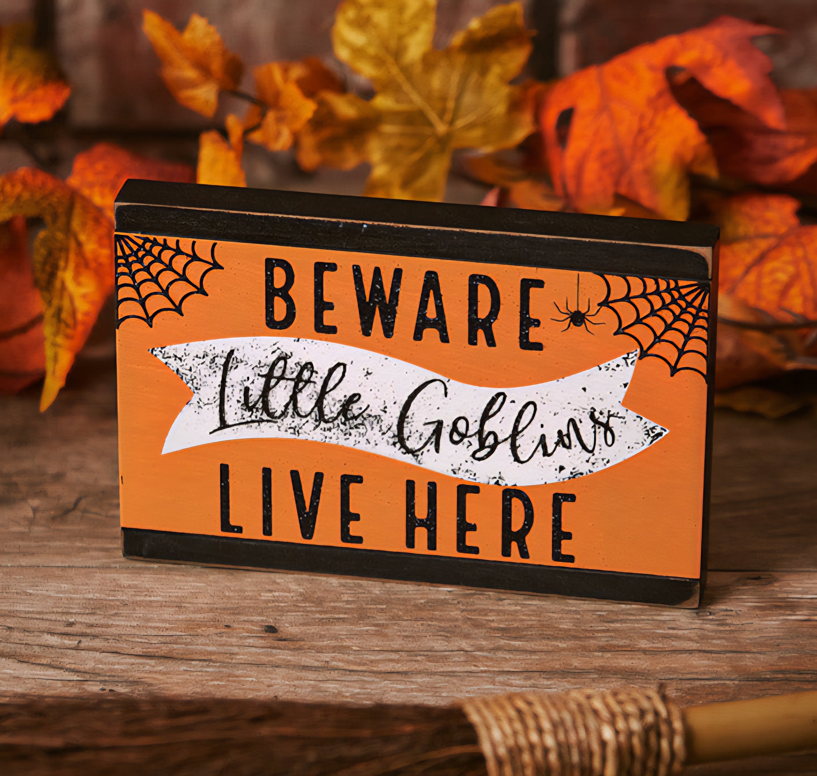 Little Goblins Live Here Glitter Block