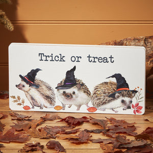 Trick or Treat Hedgehog Plaque