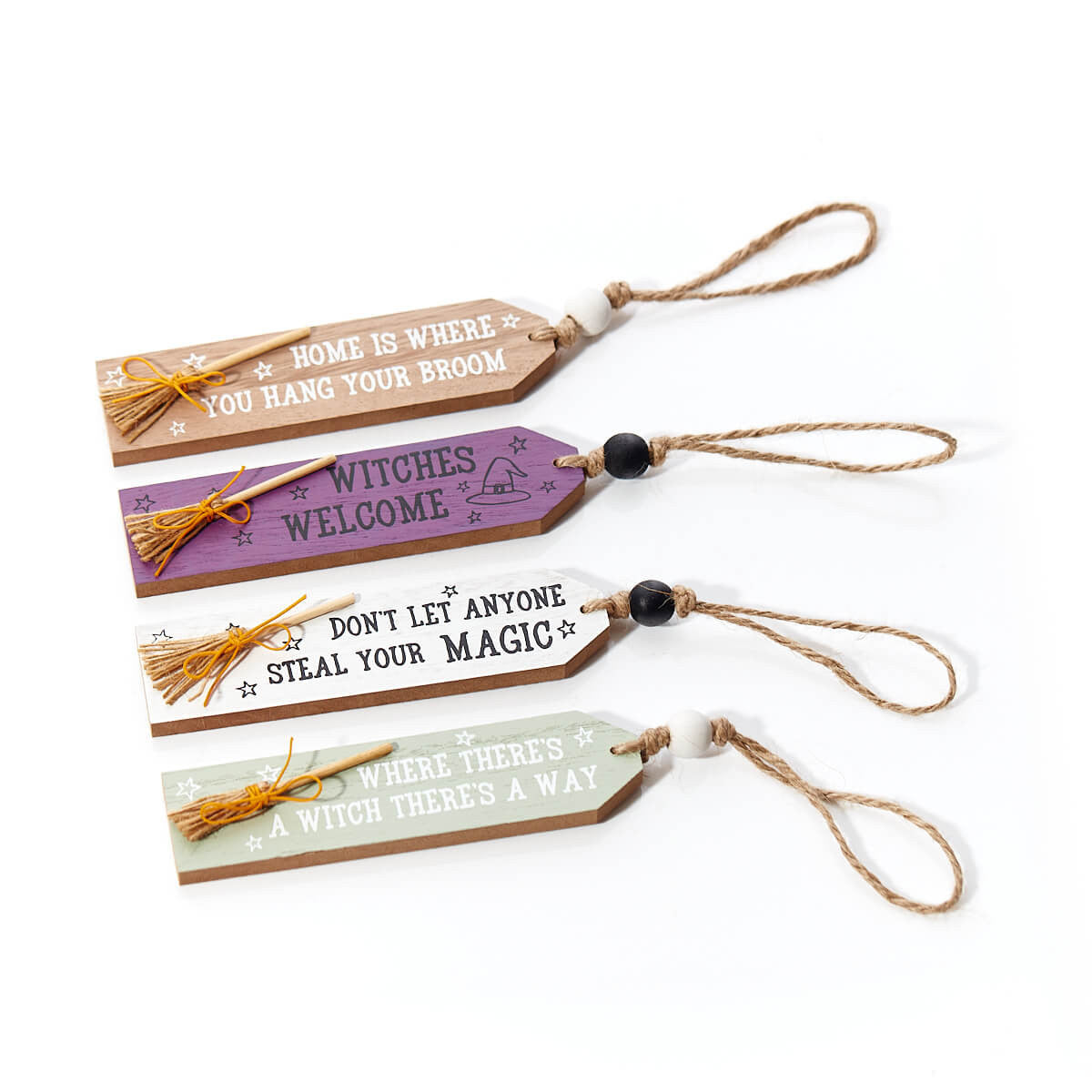 Halloween Block Signs - Witches Welcome, Home Is Where You Hang Your Broom