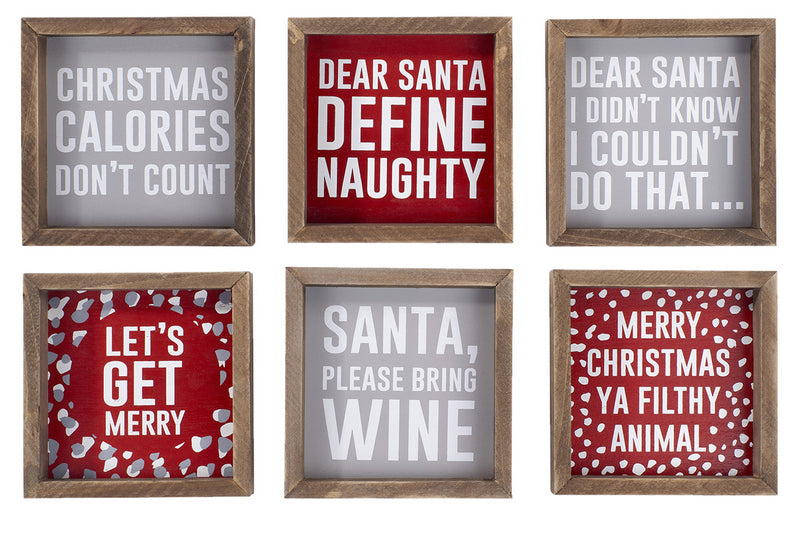 Wooden Framed Cheeky Christmas Signs