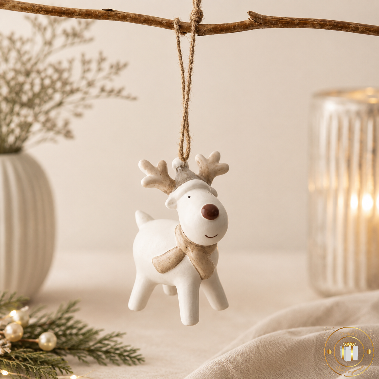 Ceramic Reindeer Hanging Tree Decoration