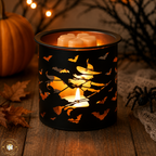 Tealight Wax Melter Burner and Candle Holder - Black & Gold Silhouette - Witch