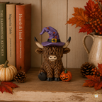Witchy Halloween Highland Cows With Pumpkins