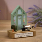 Greenhouse Time Spent In The Garden Wheelbarrow Wellies Topiary Tree