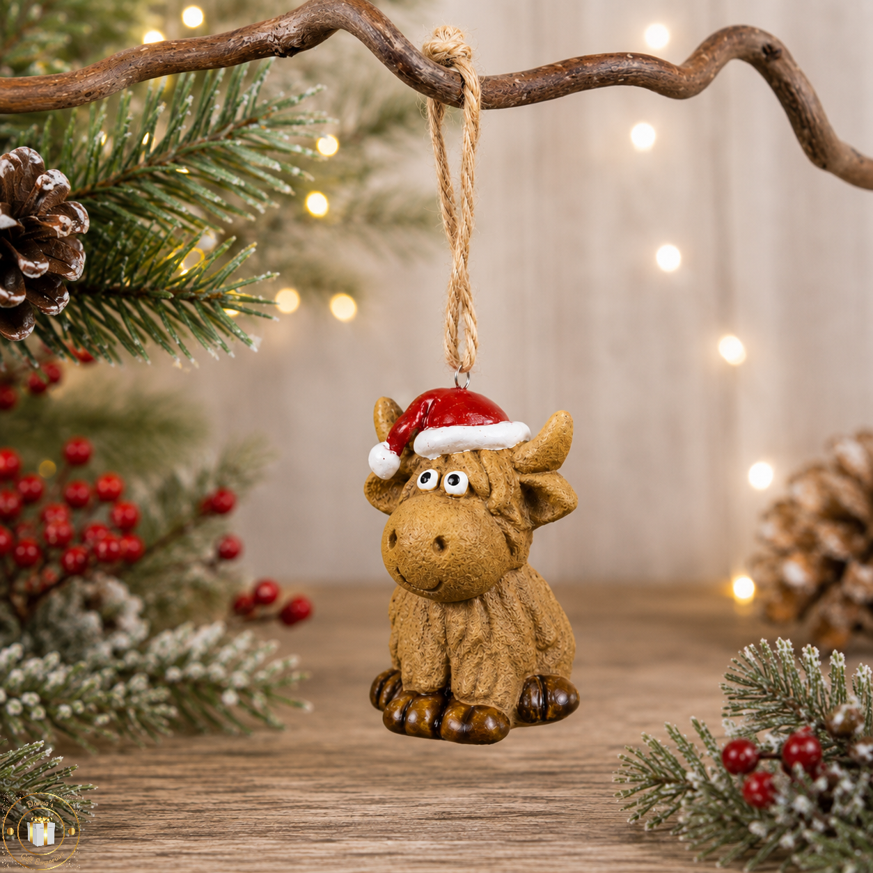 Festive Highland Cow Christmas Hanger