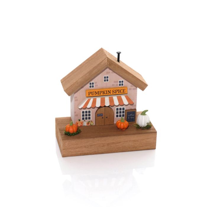 Pumpkin Spice Cafe Wooden House Block *** PRE-ORDER ***