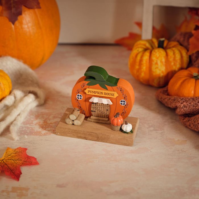Pumpkin Shaped Wooden House Block *** PRE-ORDER ***