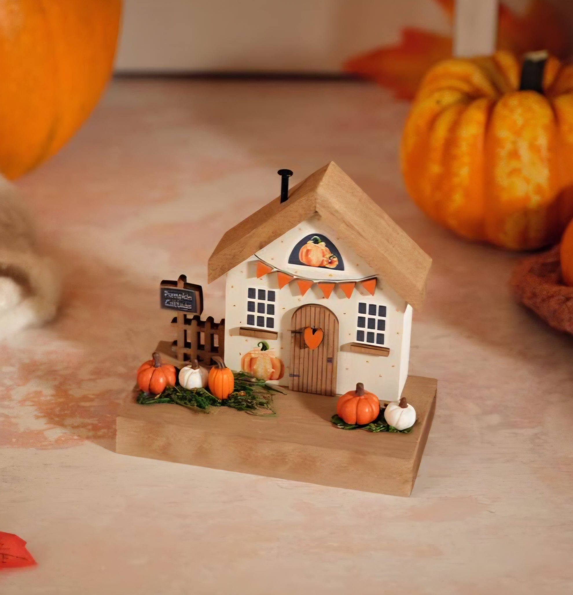 Pumpkin Cottage Wooden House Block  *** PRE-ORDER ***