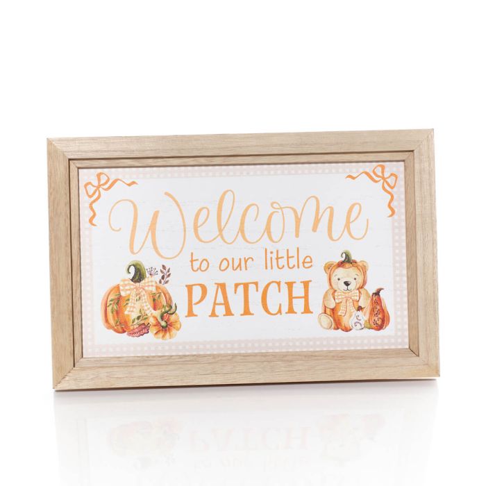 Autumn Teddy Bear Pumpkin Welcome Sign  *** PRE-ORDER ***