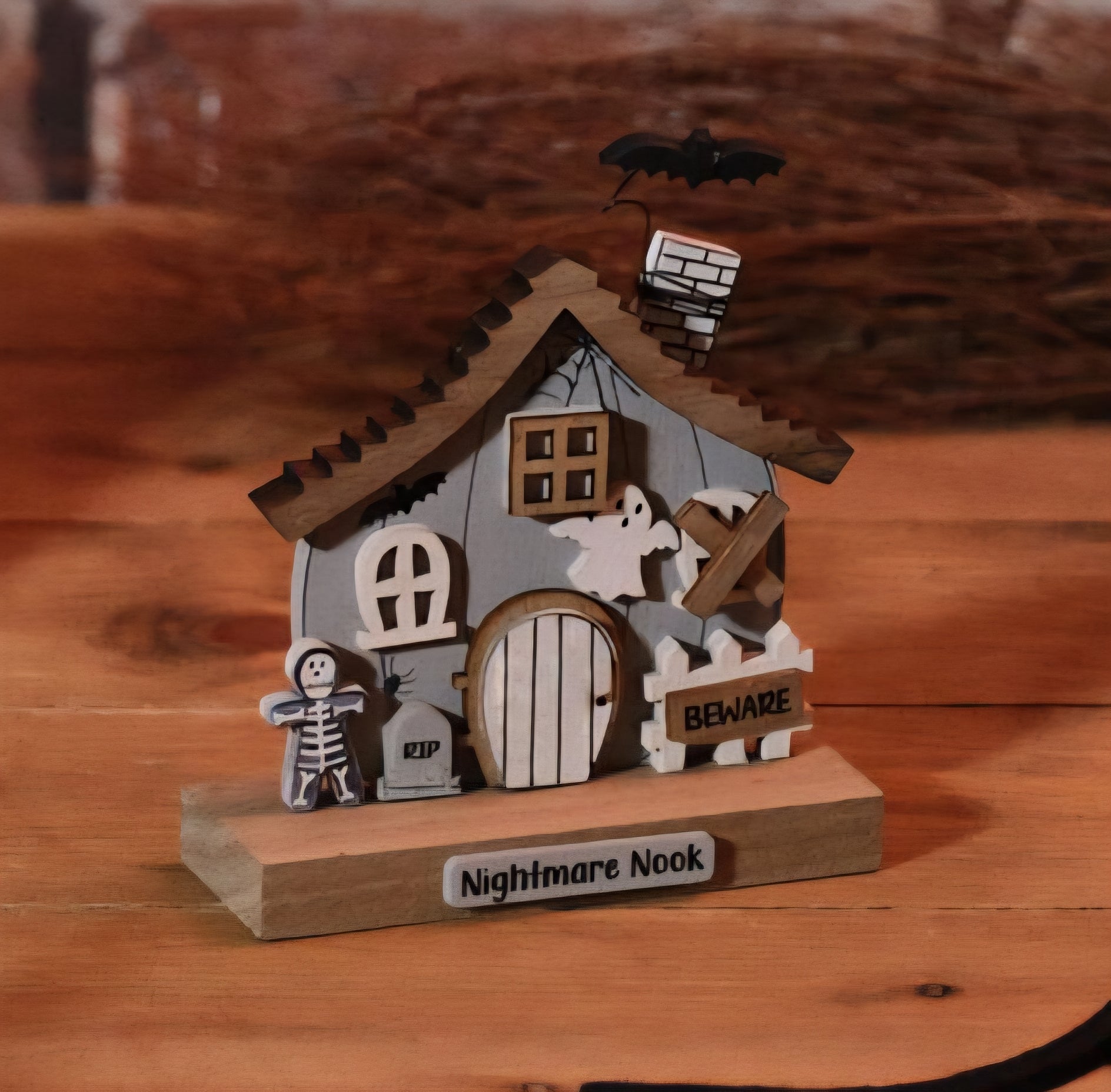 Halloween Nightmare Nook Wood House Block