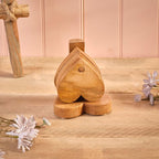 Mango Wood Heart Shaped Coasters With Display Stand - Set of 6