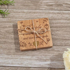 Wood Family Coasters - Set of 2 - With Brass Heart Inlay