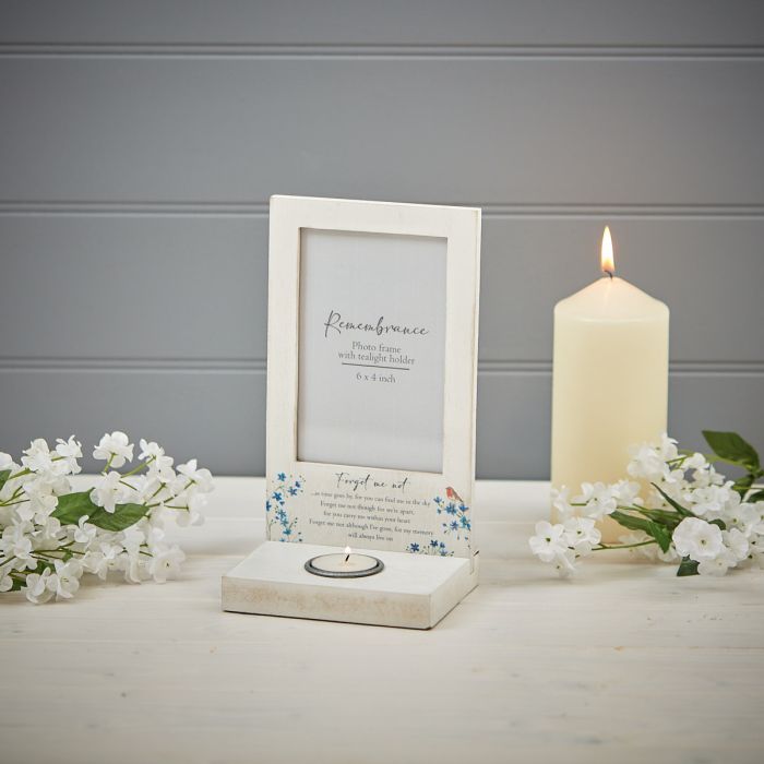 Forget-me-not & Robin Photo Frame With T-Light Holder