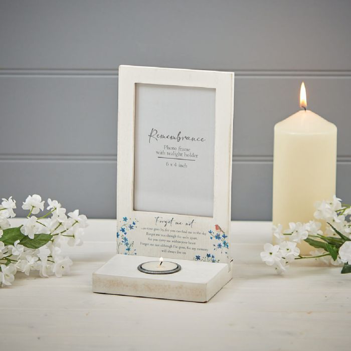 Forget-me-not & Robin Photo Frame With T-Light Holder