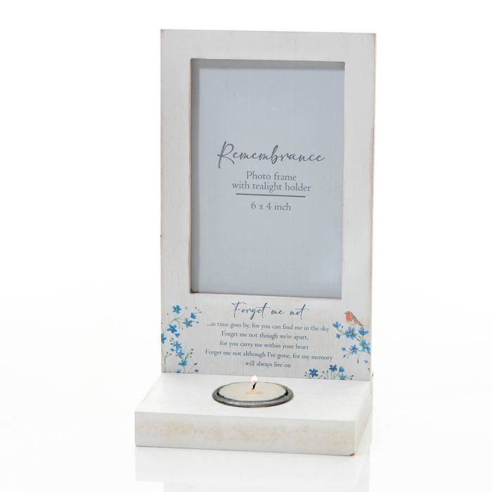 Forget-me-not & Robin Photo Frame With T-Light Holder