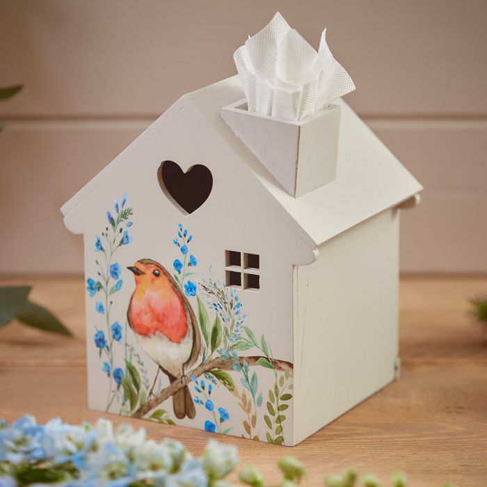 Robin Forget Me Not Tissue Box House