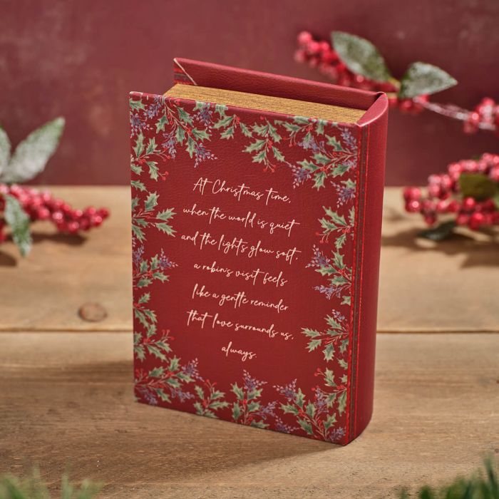 Christmas Robin Book-Shaped Keepsake Box