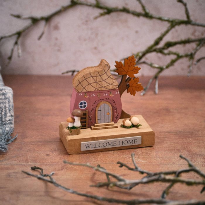 Toadstool Tales Welcome Home Acorn Wooden House Block  *** PRE-ORDER ***