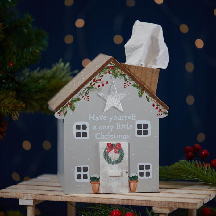 Christmas Cottage Tissue House Box