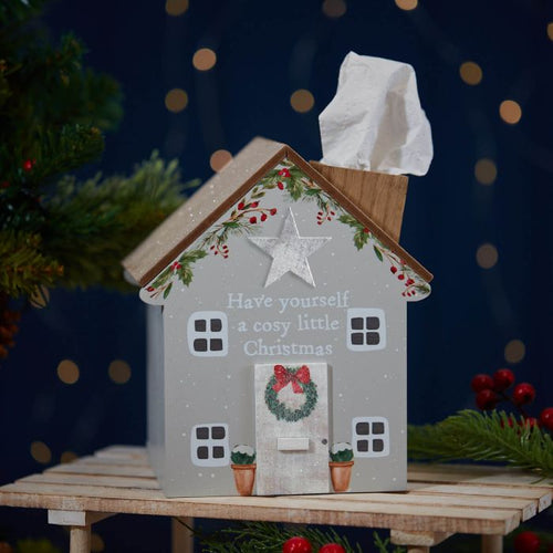 Christmas Cottage Tissue House Box