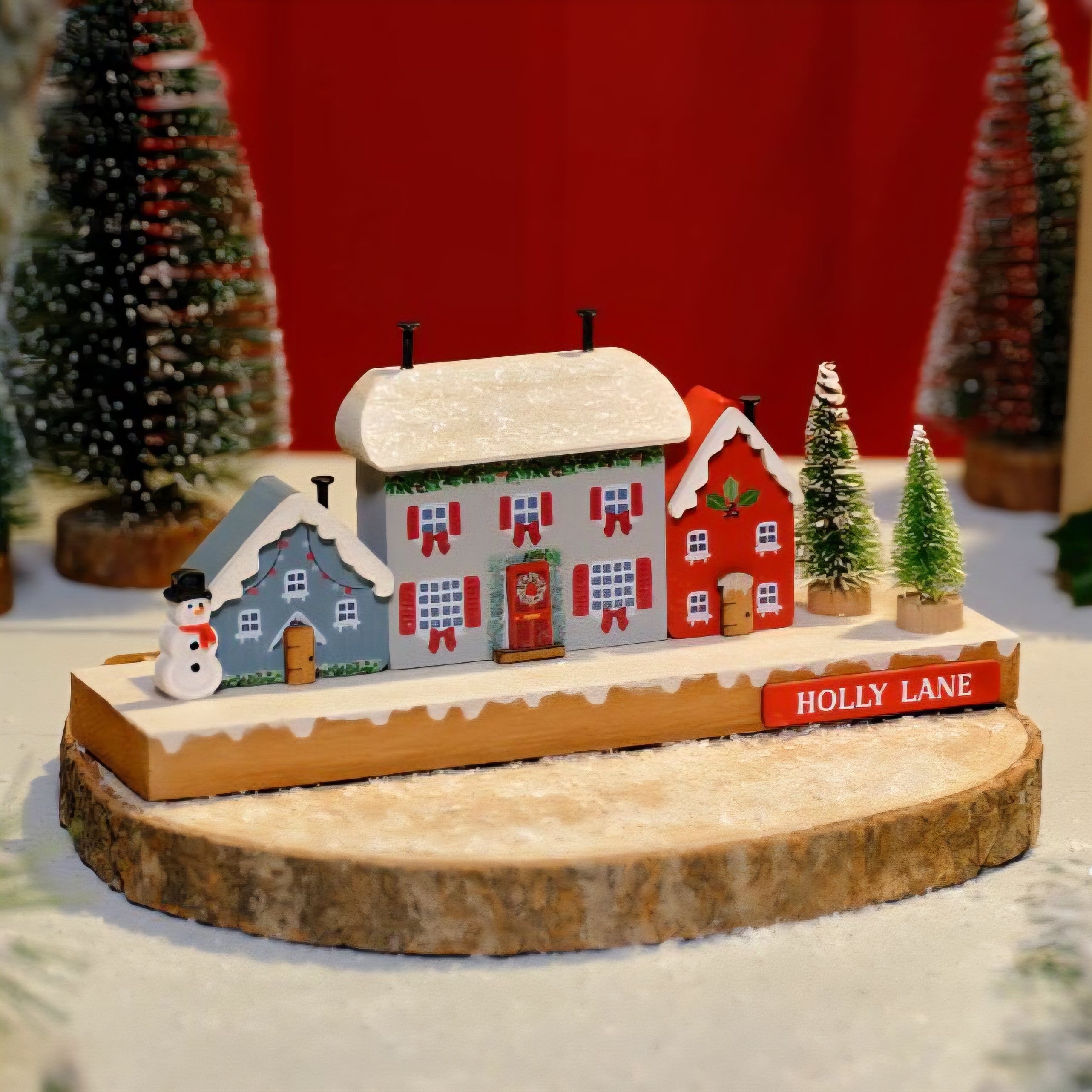 Christmas Cottage Holly Lane Wooden Houses Block