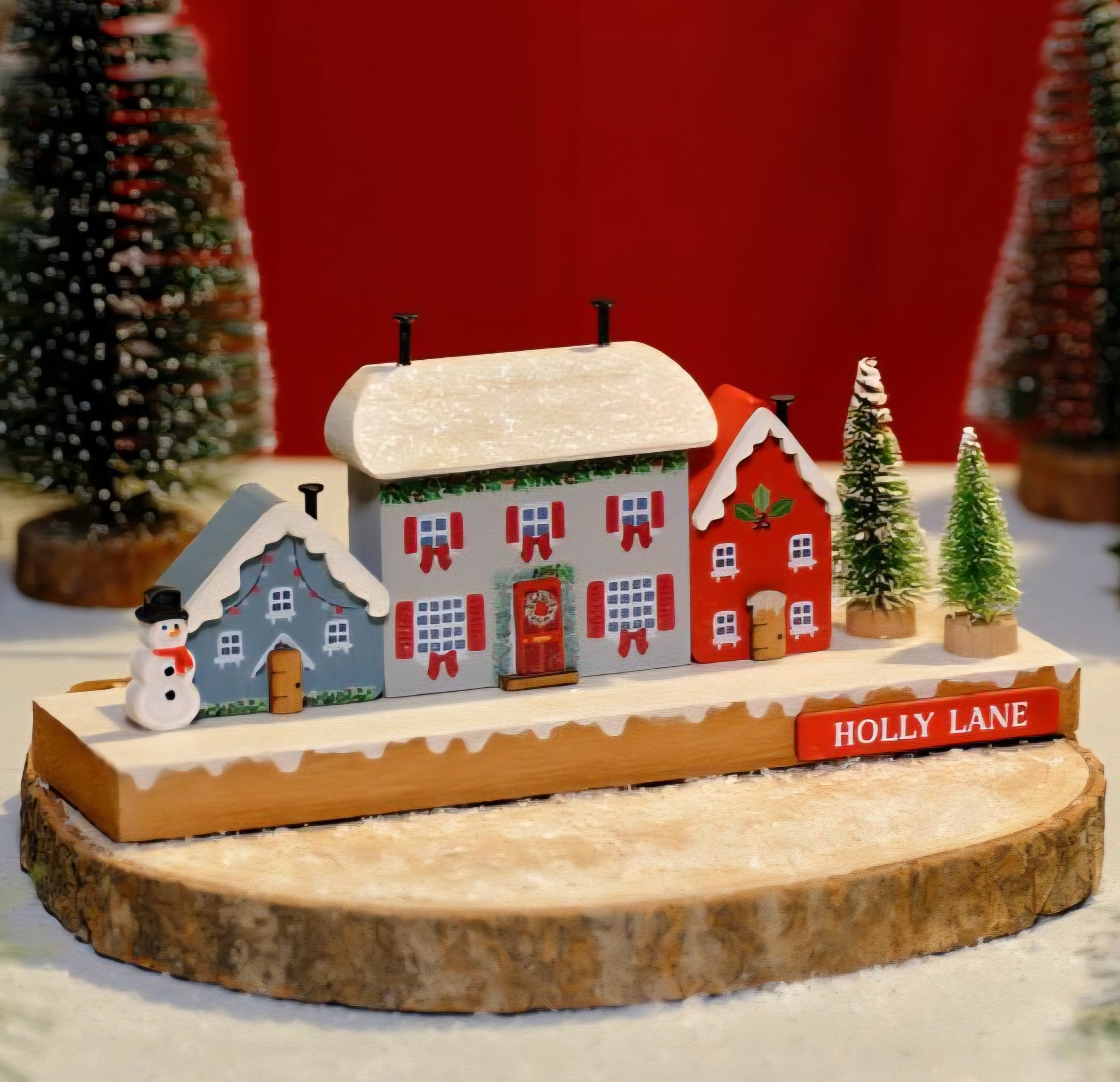 Christmas Cottage Holly Lane Wooden Houses Block