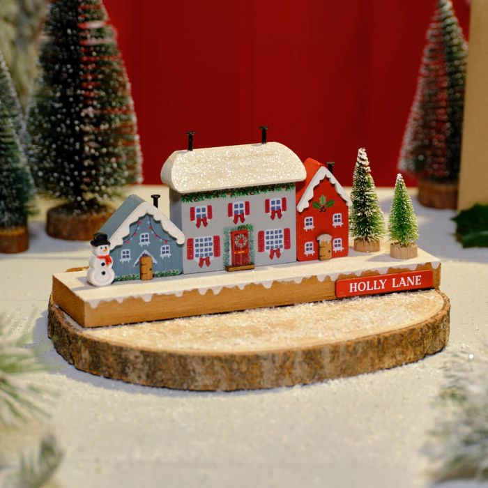 Christmas Cottage Holly Lane Wooden Houses Block