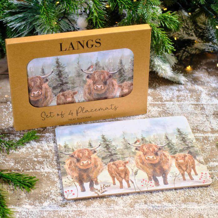 Christmas Highland Cow Placemats