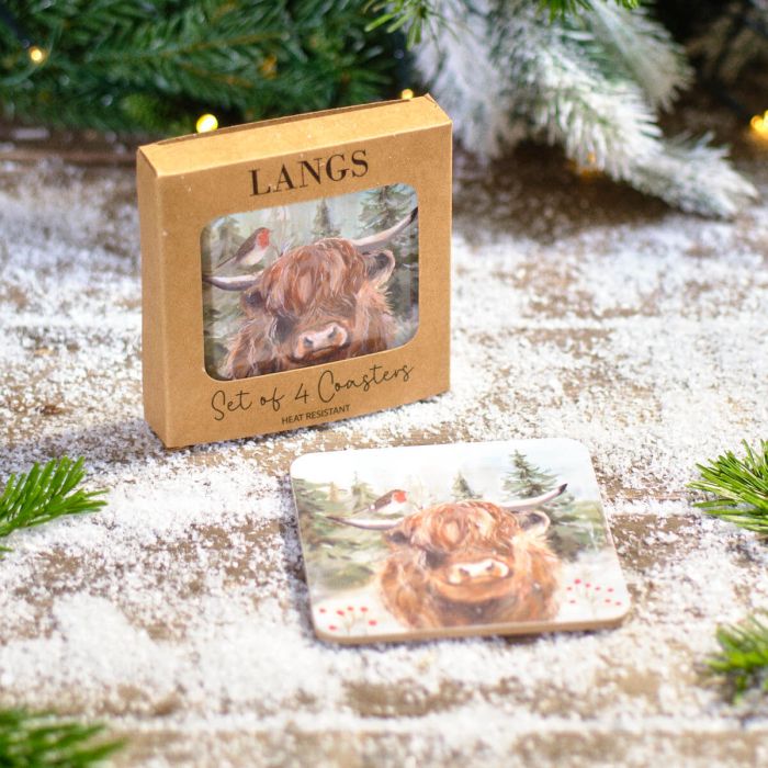 Christmas Highland Cow Coasters