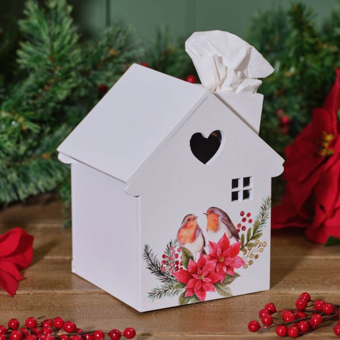Christmas Robins Tissue House Box