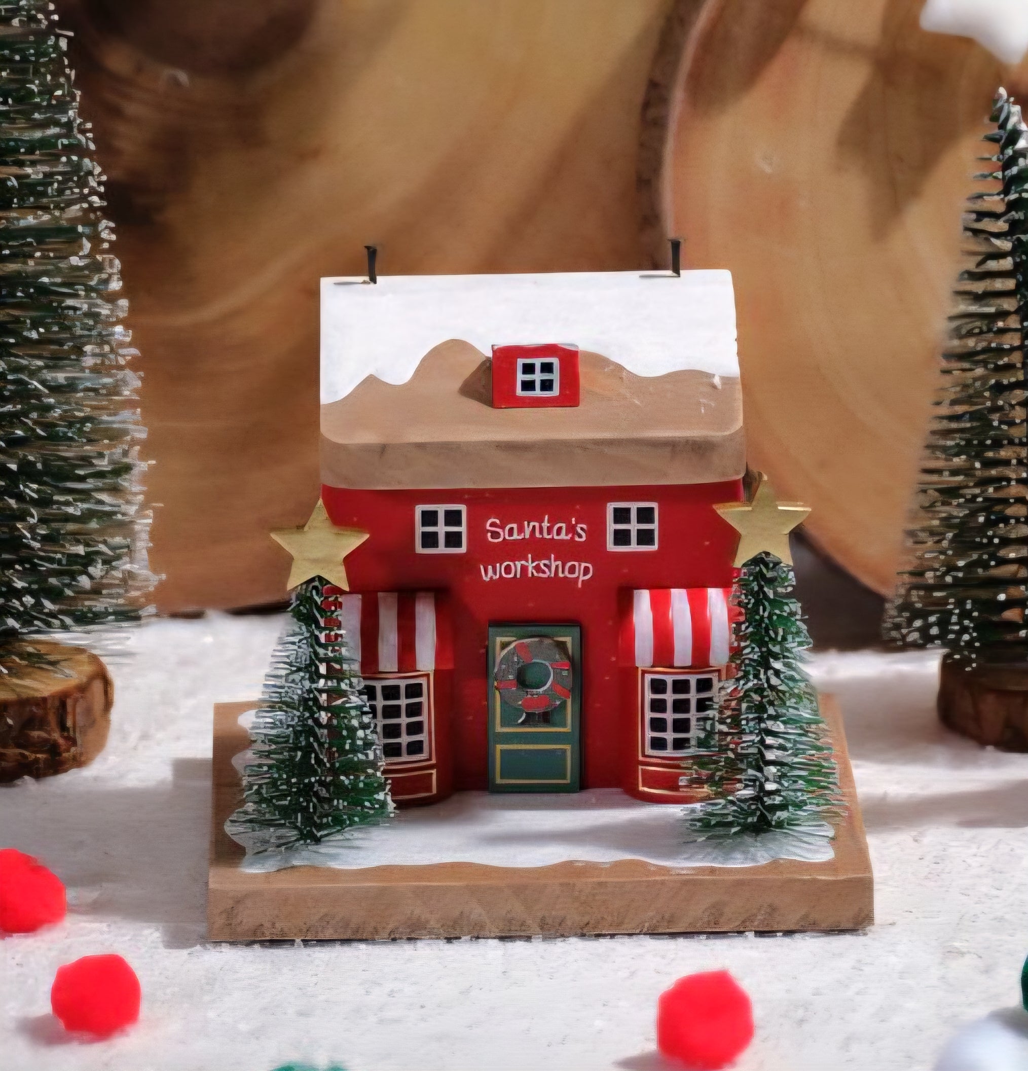 Santas Workshop Wooden House Block