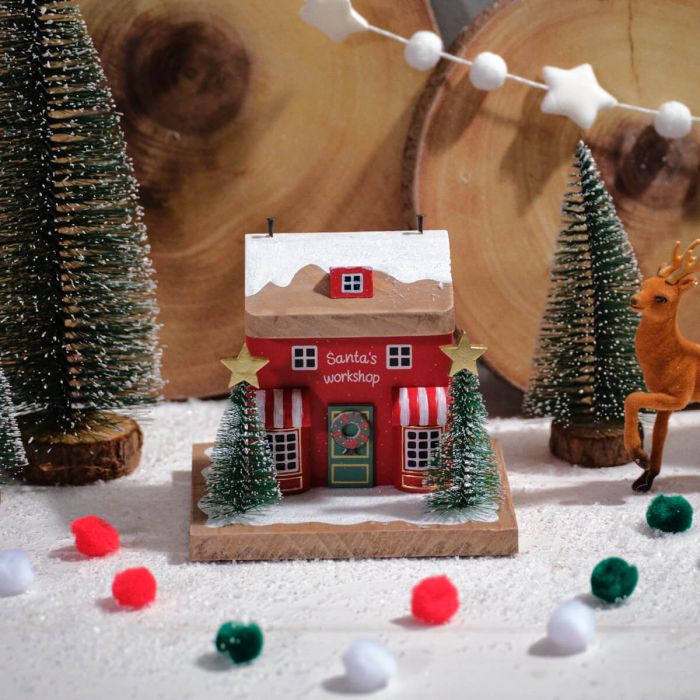 Santas Workshop Wooden House Block