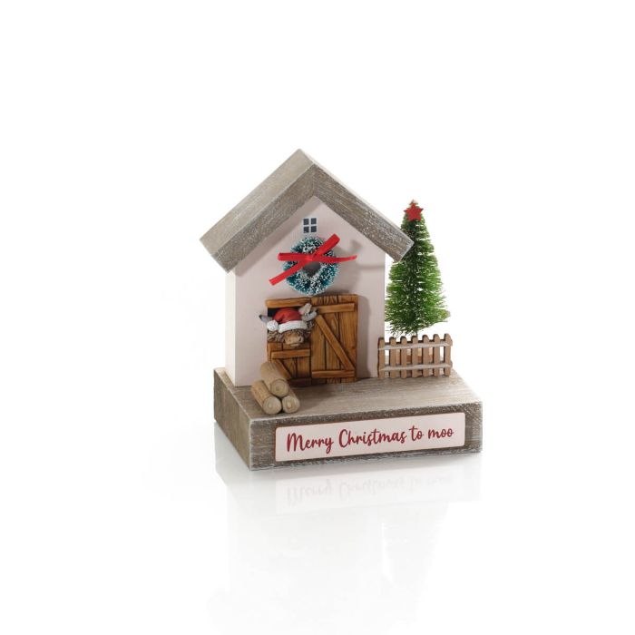 Christmas Highland Cow House Block