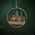 Merry Christmas Festive Woodland Stag Scene Circular Hanger ***PRE-ORDER***