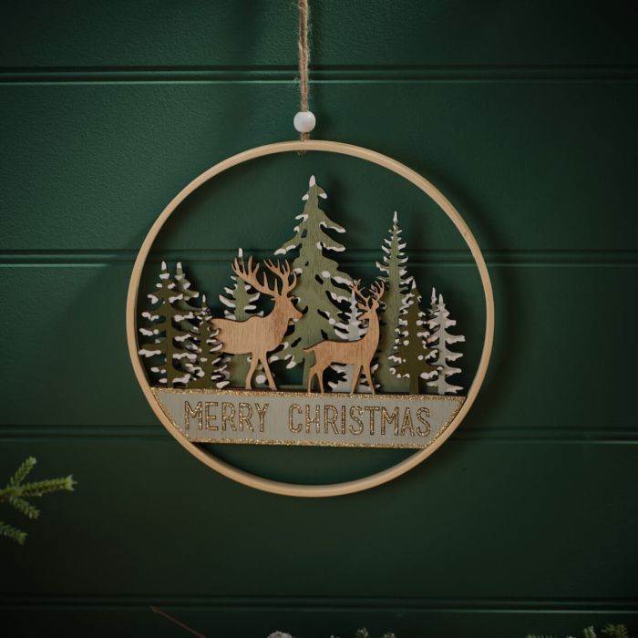 Merry Christmas Woodland Hanging Decoration