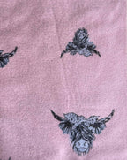 Cashmere Highland Cow Scarf - Black/Pink