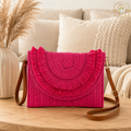 Fuchsia Woven Fringed Bag