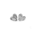 Filigree Gem Detail Heart Stud in Silver