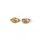 Cubic Zirconia Leaf Huggie Earring in Gold