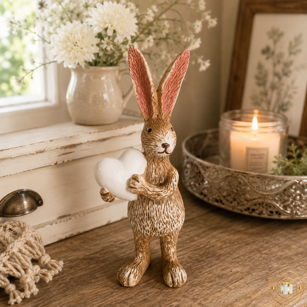 Sophie the Rabbit - Holding a White Heart