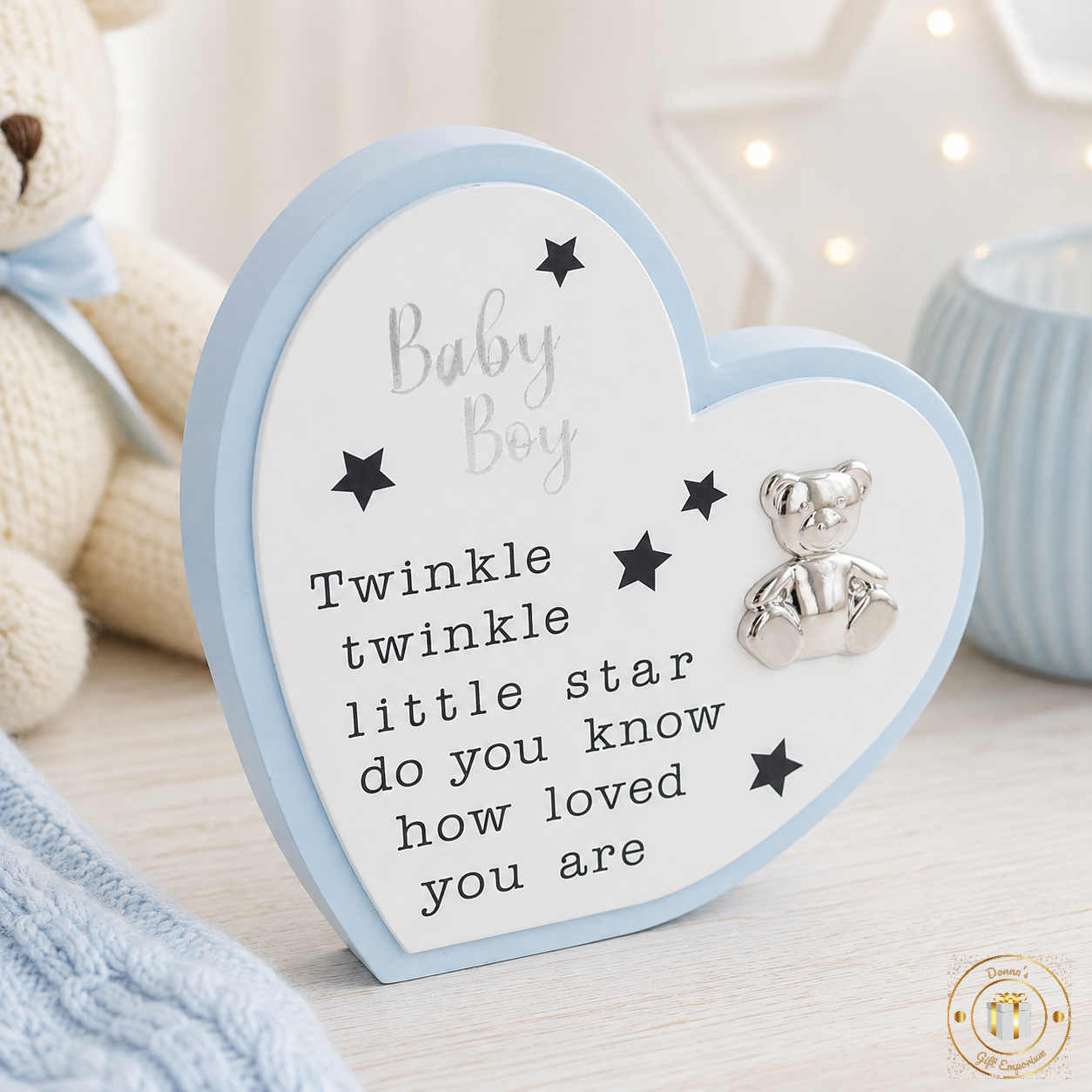 New Baby Boy “Twinkle Twinkle Little Star” Heart Plaque