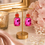 Twin Gem Earring in Pink & Orange