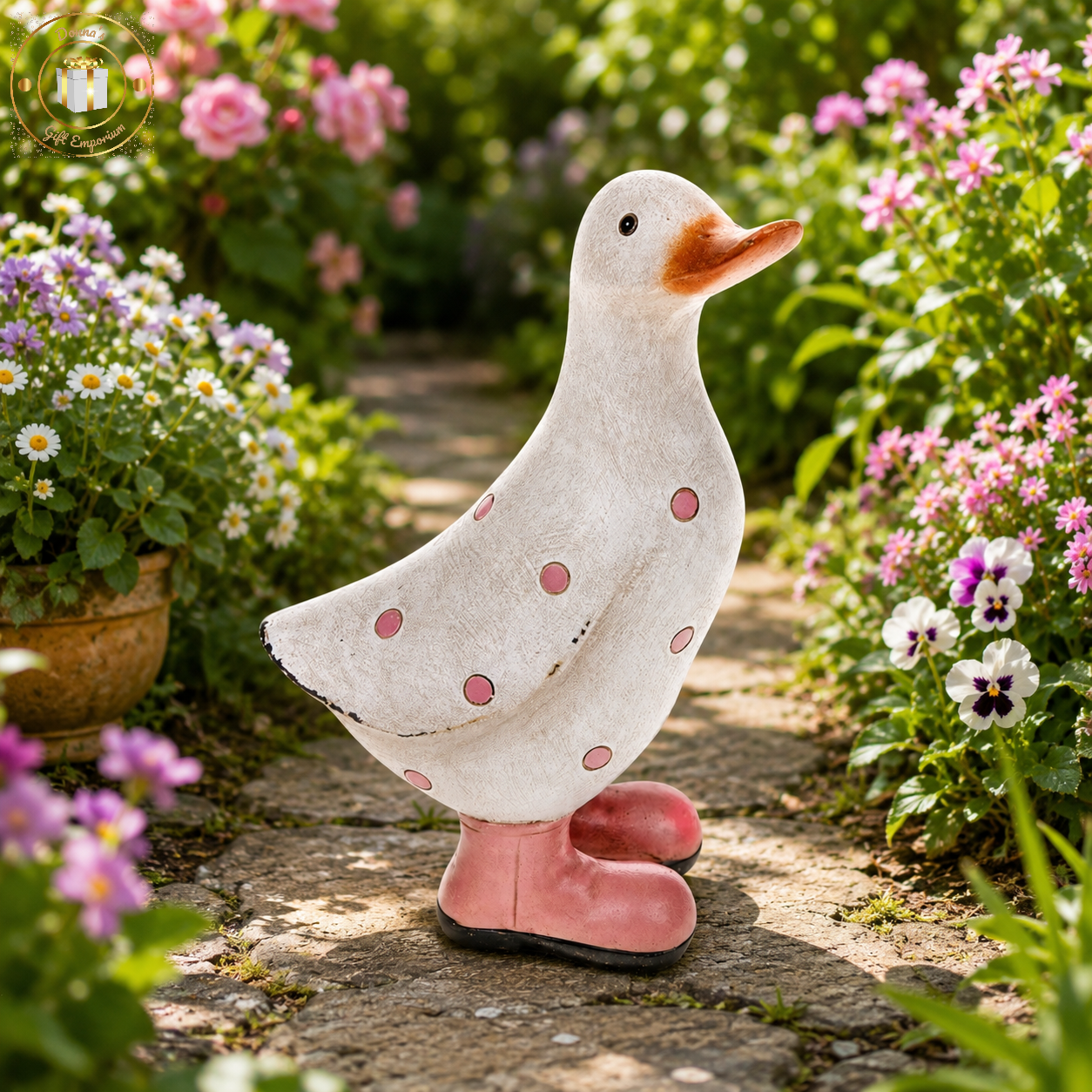 Garden Duck - Polka Dot Pink - Small
