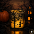 Halloween Scarecrow Glass Candle Tea Light Holder