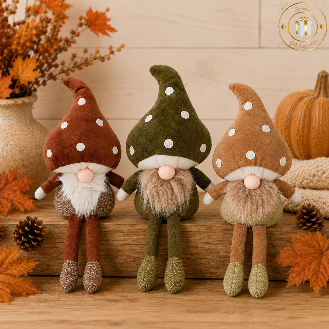 Autumn Woodland Mushroom Gonk - Shelf Sitter - Large
