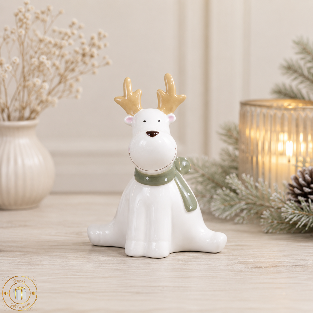 Ceramic Reindeer Christmas Ornament