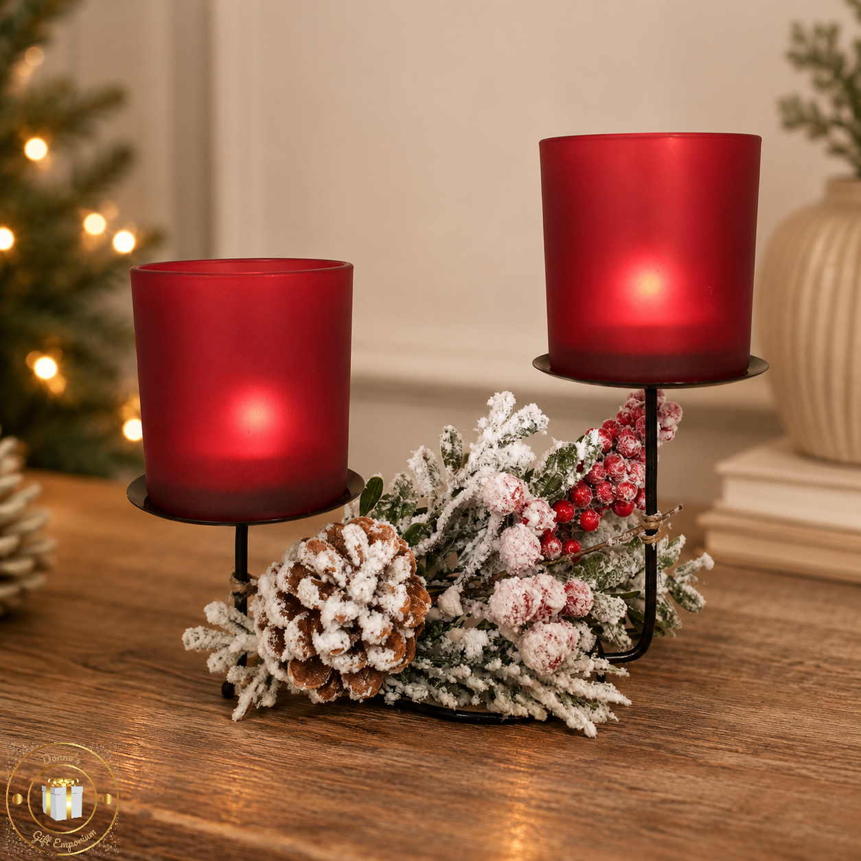 Frosted Berries Candle Holder