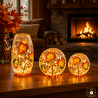 Crackle Autumn Leaves LED Vase, Tube & Balls