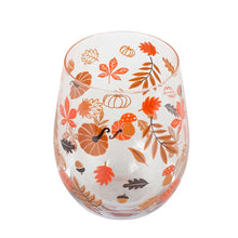 Load image into Gallery viewer, Autumn Pumpkins Wine Stemless Glass
